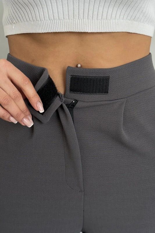 Women's High Waist Velcro Closure Lycra Antacid Palazzo Trousers - Casual Comfortable Pattern