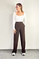 Women's High Waist Velcro Closure Lycra Antacid Palazzo Trousers - Casual Comfortable Pattern