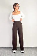 Women's High Waist Velcro Closure Lycra Antacid Palazzo Trousers - Casual Comfortable Pattern